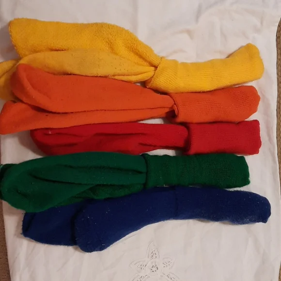 5 pair of vintage solid color socks rainbow variety - Picture 1 of 3